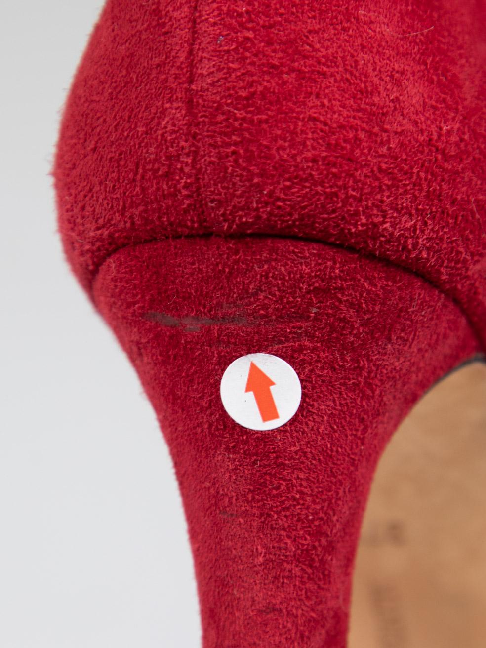 Manolo Blahnik, stivaletti con tacco in camoscio rosso, misura IT 37,5 in vendita 2