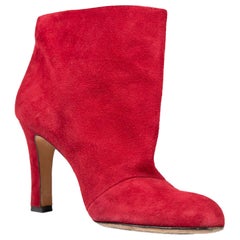 Manolo Blahnik - Bottines à talons en daim rouge, taille IT 37,5