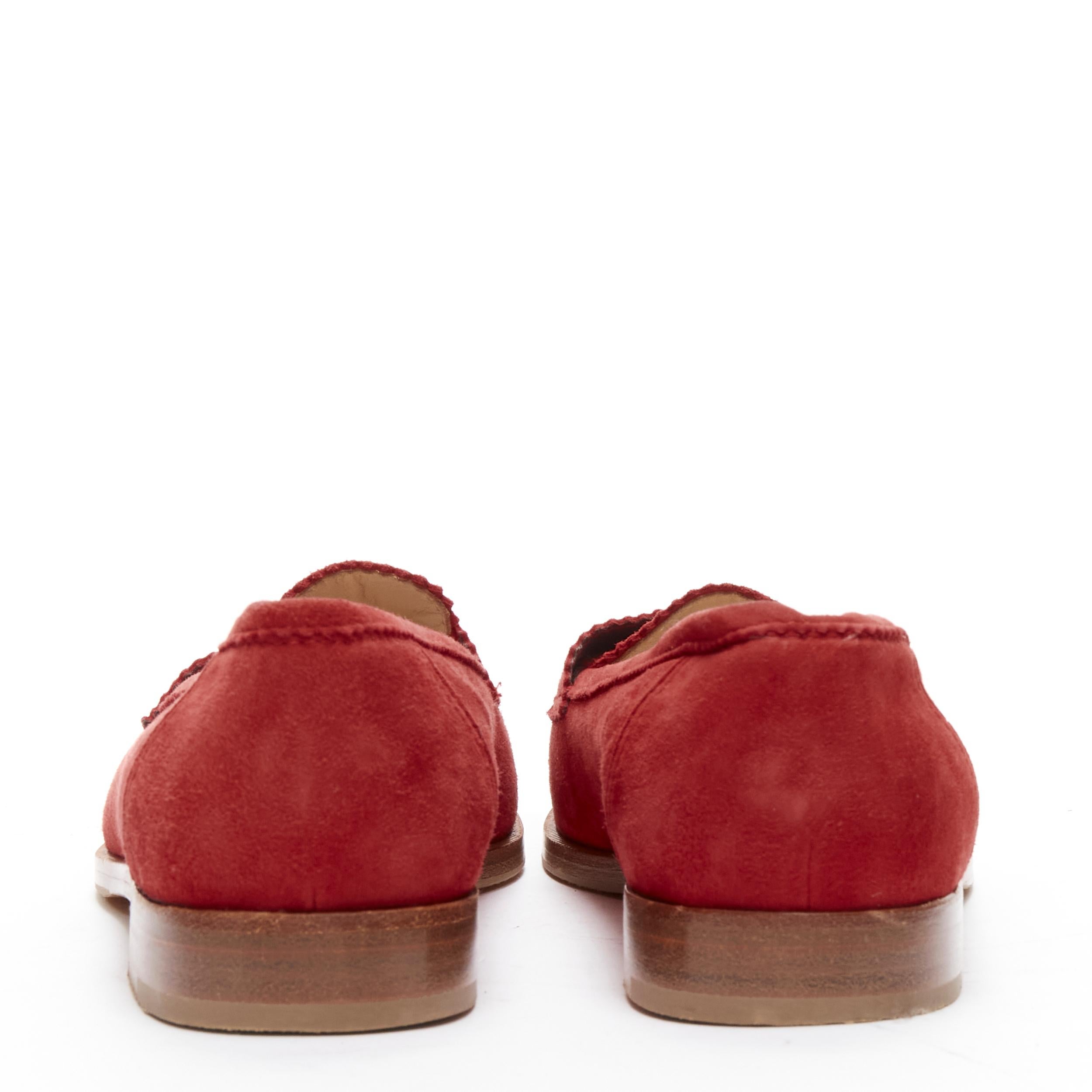 Women's MANOLO BLAHNIK red suede leather classic penny loafer EU37 For Sale