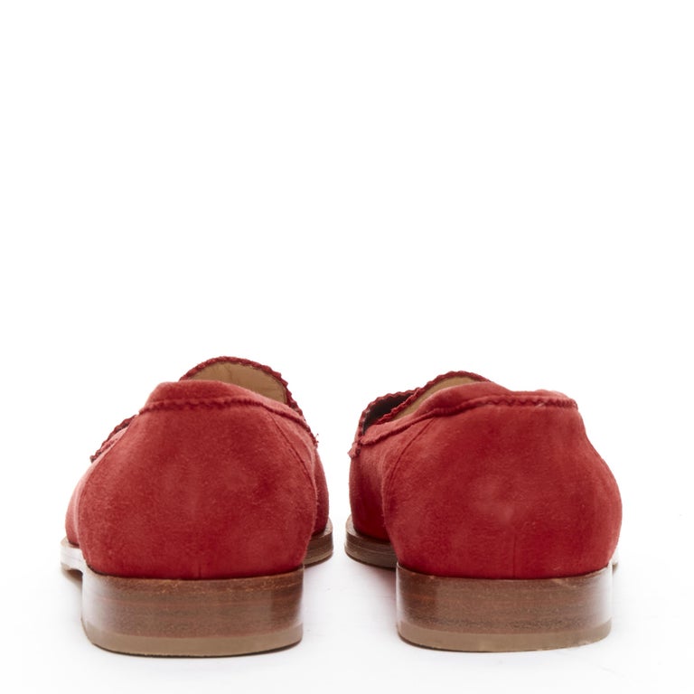 MANOLO BLAHNIK red suede leather classic penny loafer EU37 