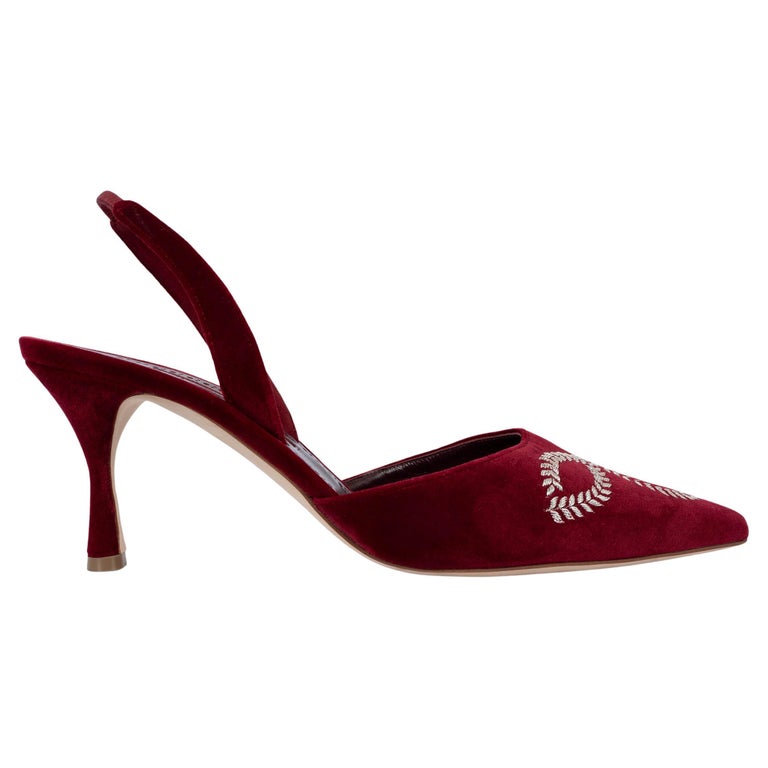 MANOLO BLAHNIK velluto rosso DOYASI 70 Scarpe da Ginnastica Pompe