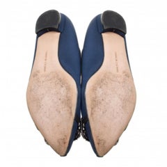 Manolo Blahnik Satin Gotrian Crystal Embellished Pointed Toe Flats Size 36.5