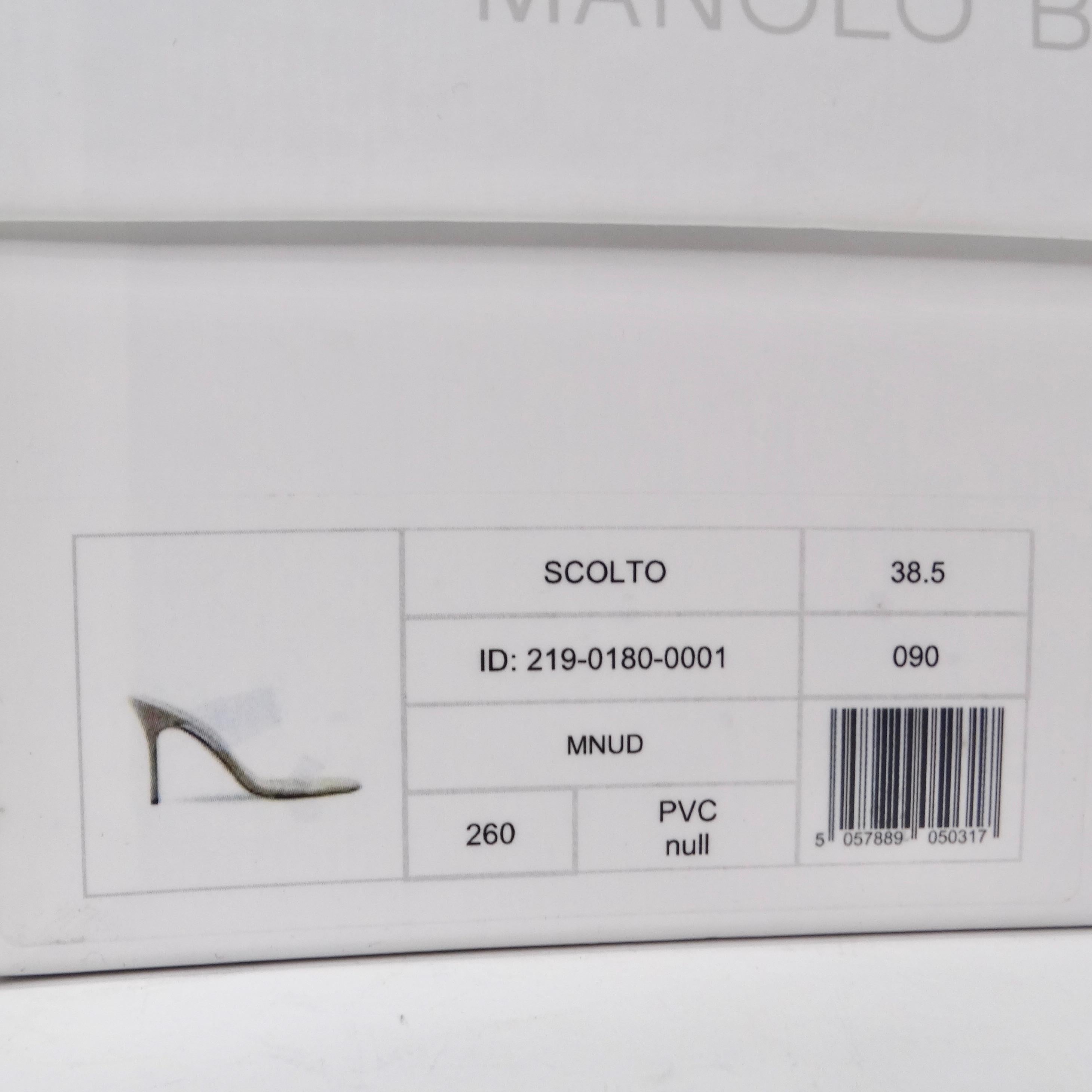 Marron Manolo Blahnik Mules à bout ouvert Scolto Clear ECO PVC en vente