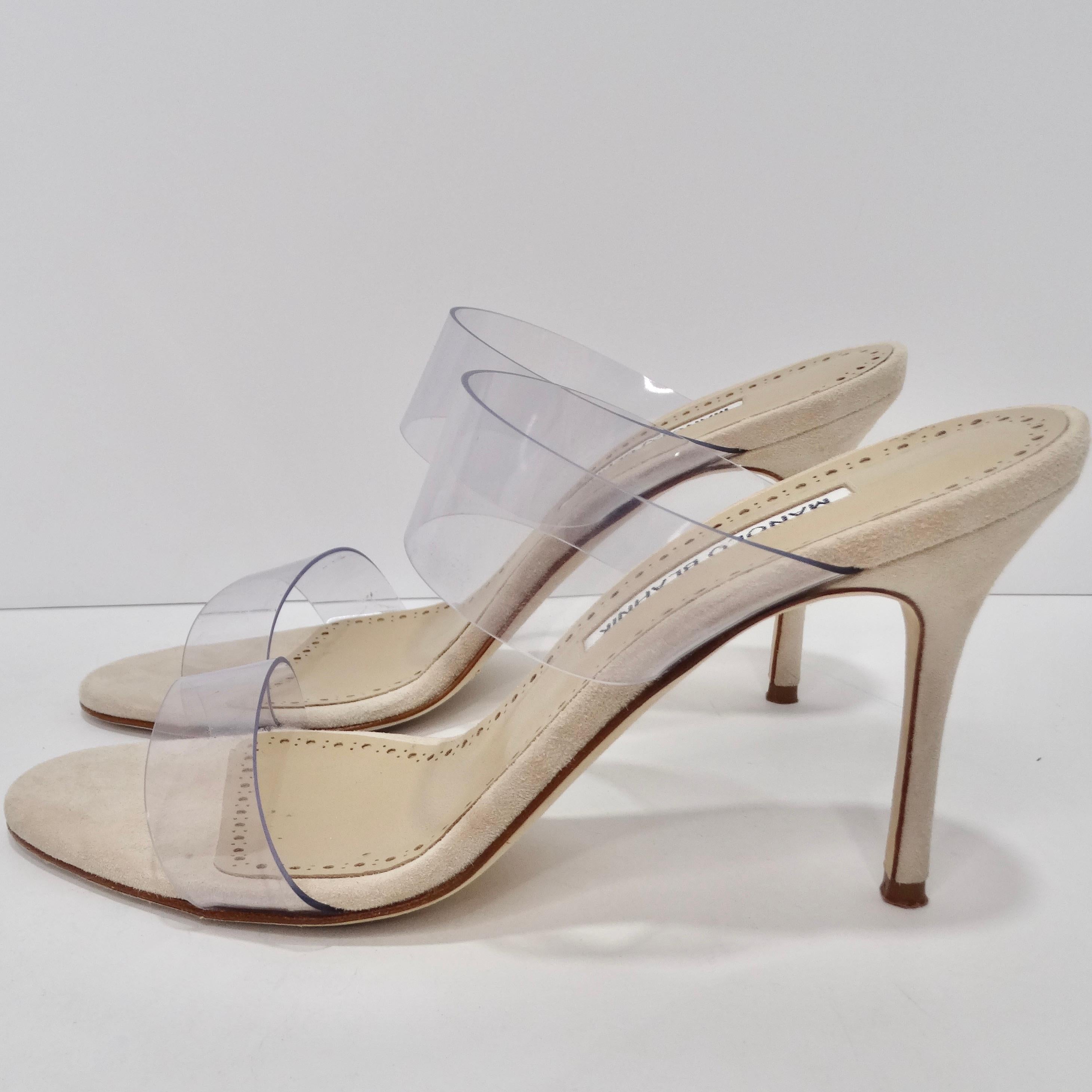 Manolo Blahnik Scolto Clear ECO PVC Open Toe Mules For Sale 3