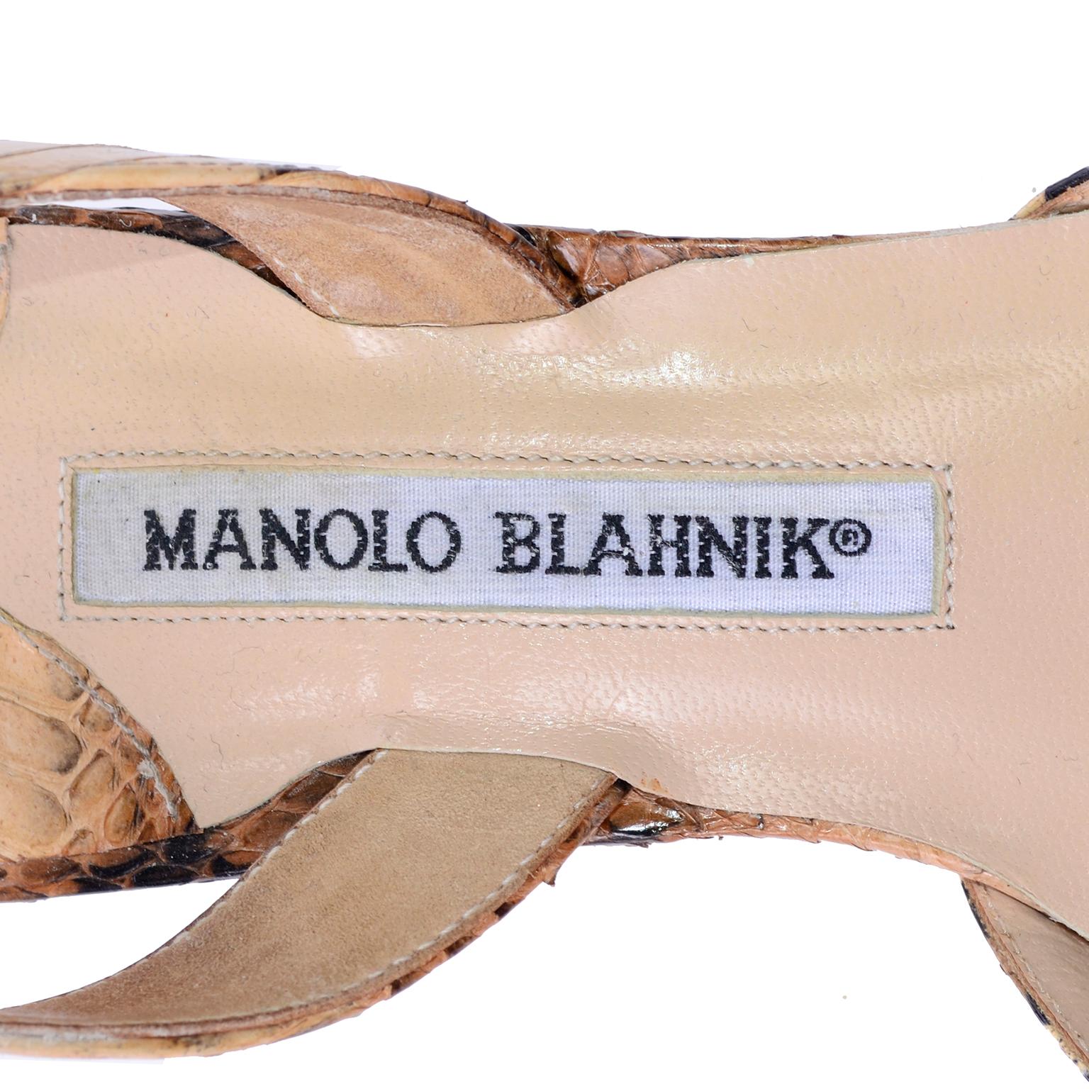 Manolo Blahnik Shoes in Size 37.5 Leopard Print Snakeskin Slingback Heels 2