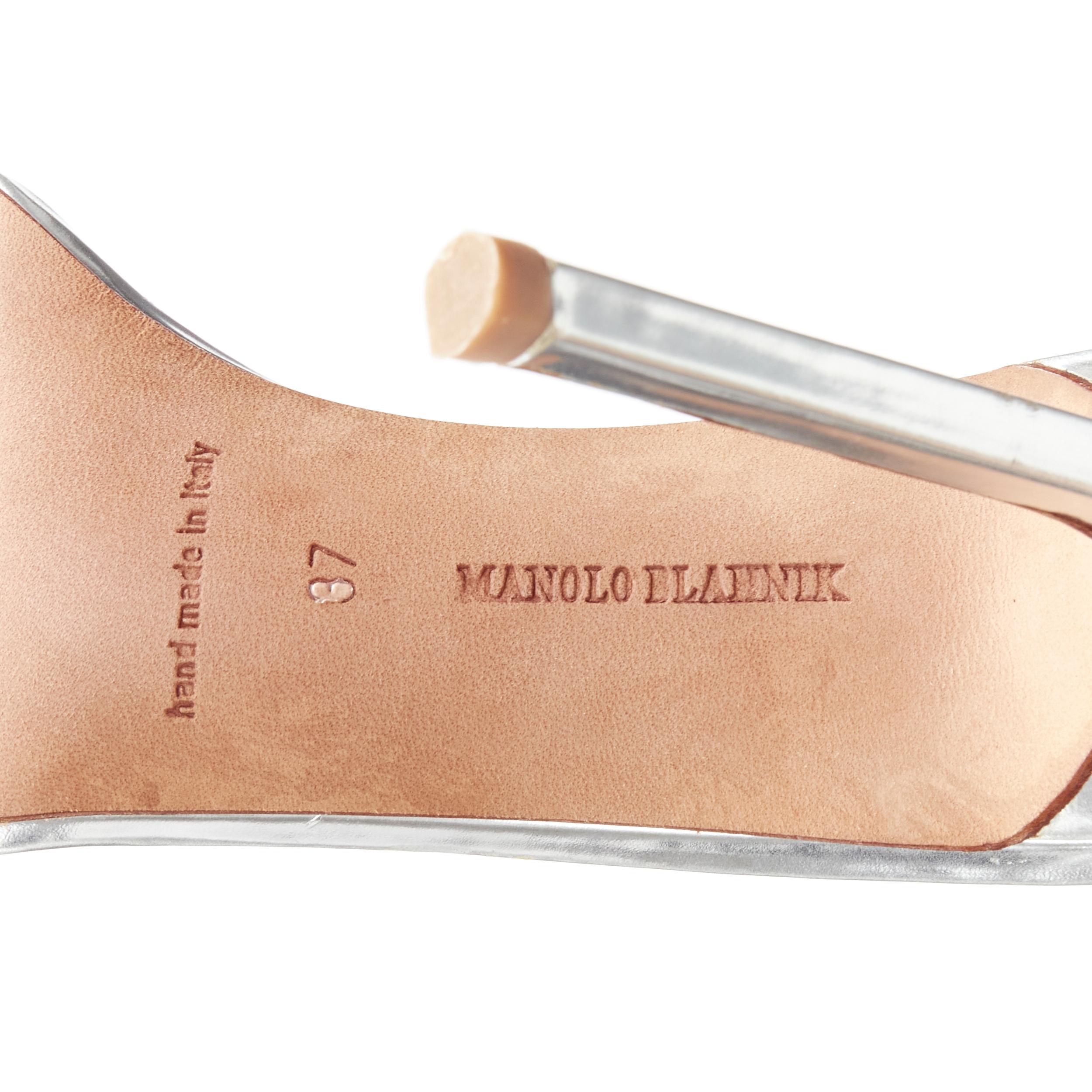 MANOLO BLAHNIK silver chunky chain lock ankle strap high heel sandal EU37 US7 For Sale 3