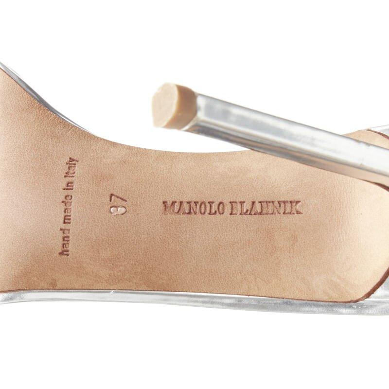 MANOLO BLAHNIK argent chunky chain lock ankle strap high heel sandal EU37 US7 en vente 6