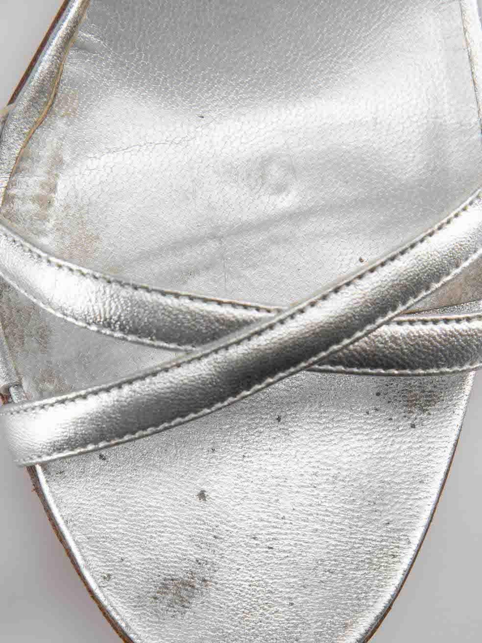Manolo Blahnik Silver Leather Strap Sandals Size IT 36.5 3
