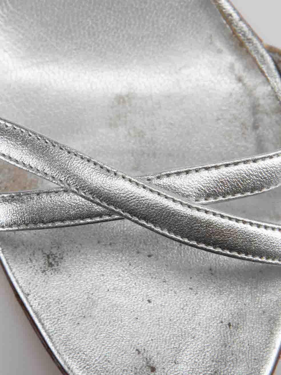 Manolo Blahnik Silver Leather Strap Sandals Size IT 36.5 4
