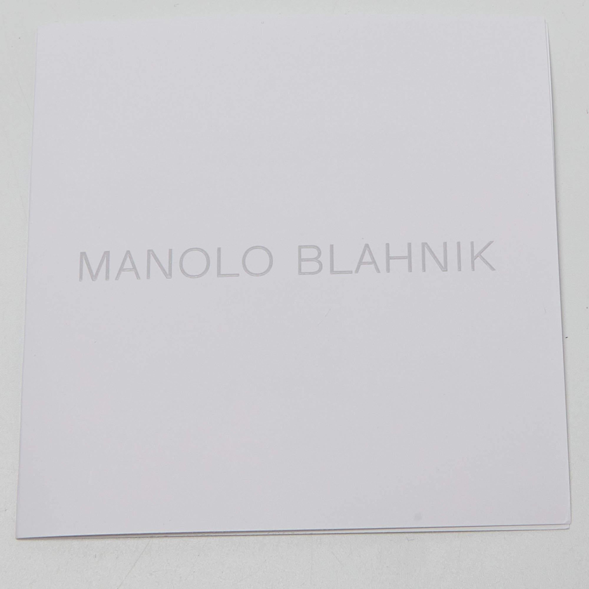 Women's Manolo Blahnik Silver Lurex Fabric Hangisi Pumps Size 38