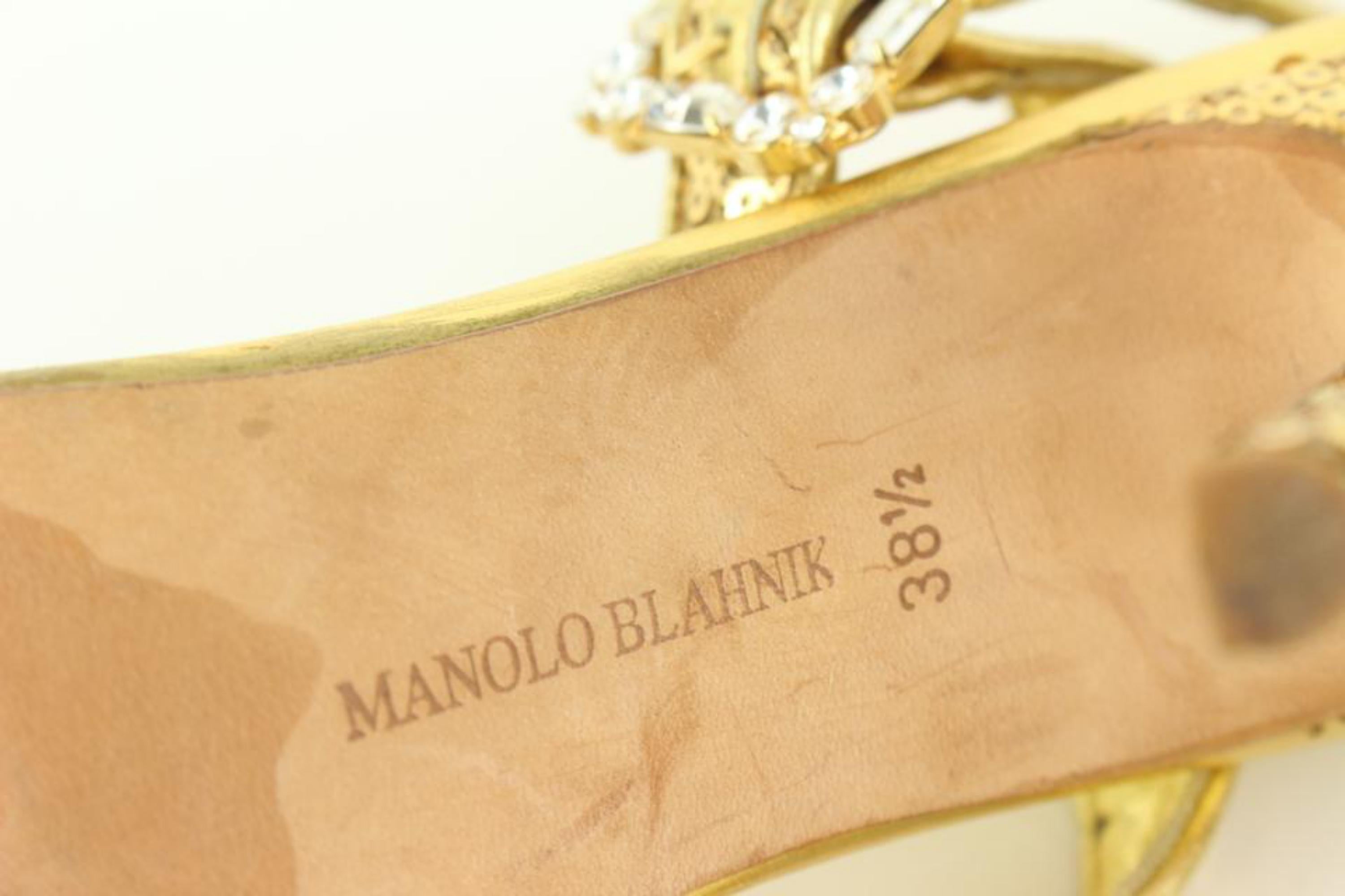 Manolo Blahnik Size 38.5 Eufidabo Chaos Gold Sequin Crystal 13mb49 For Sale 3