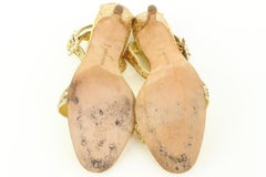 Manolo Blahnik Size 38.5 Eufidabo Chaos Gold Sequin Crystal 13mb49