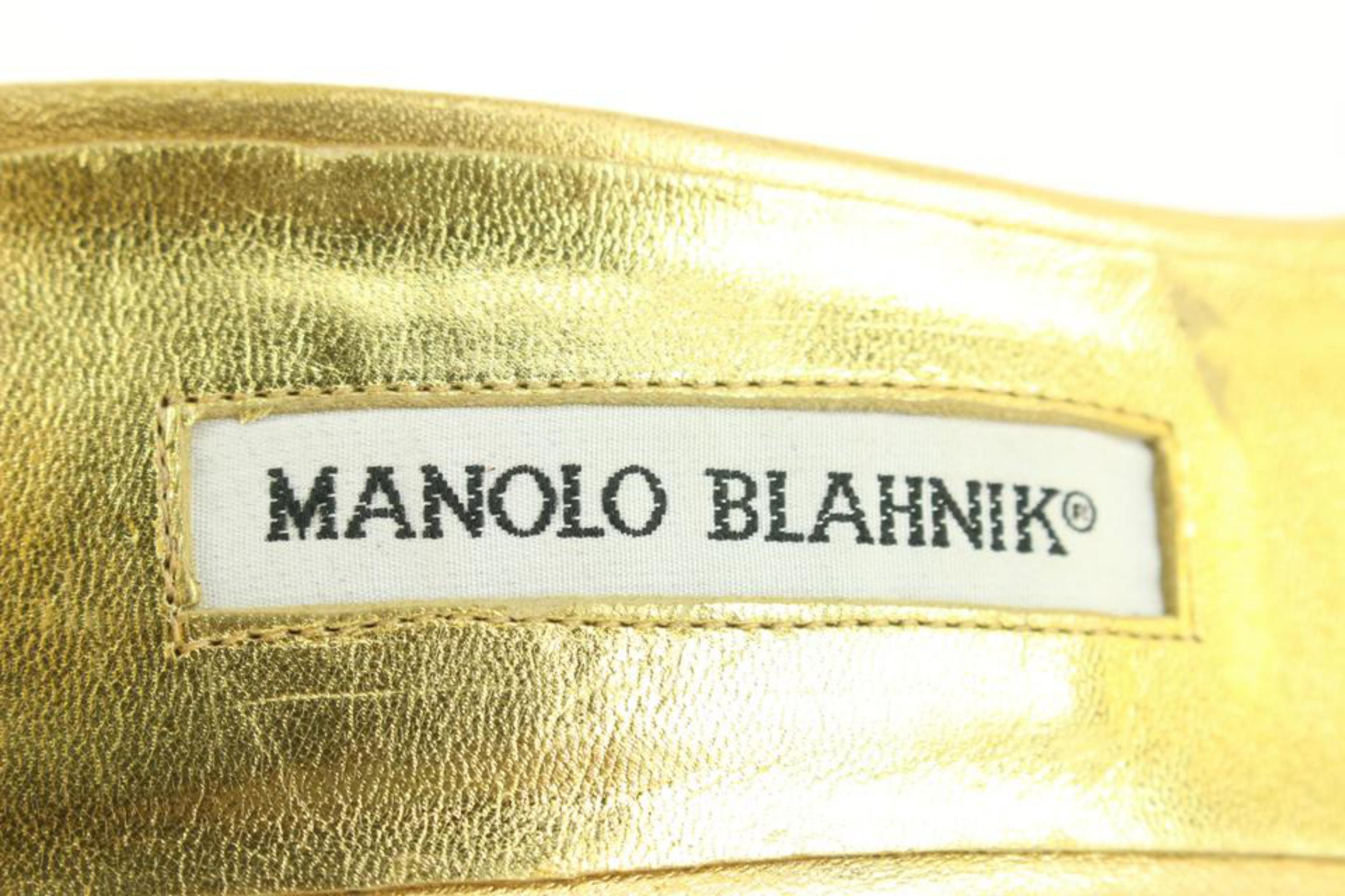 Manolo Blahnik Size 38.5 Eufidabo Chaos Gold Sequin Crystal 13mb49 For Sale 1
