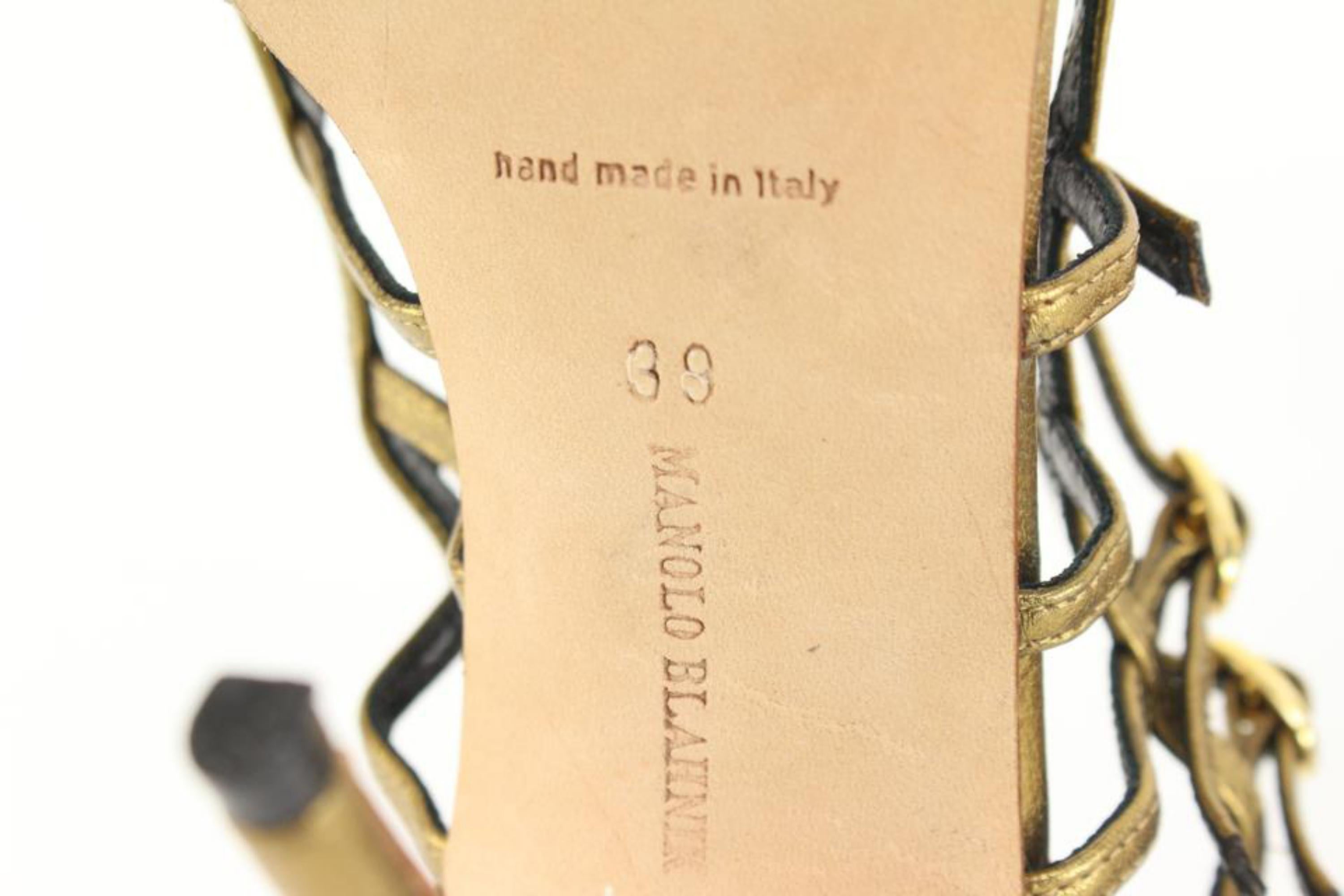 Women's Manolo Blahnik Size 39 Bronze Strappy Sandals 46mb54s For Sale