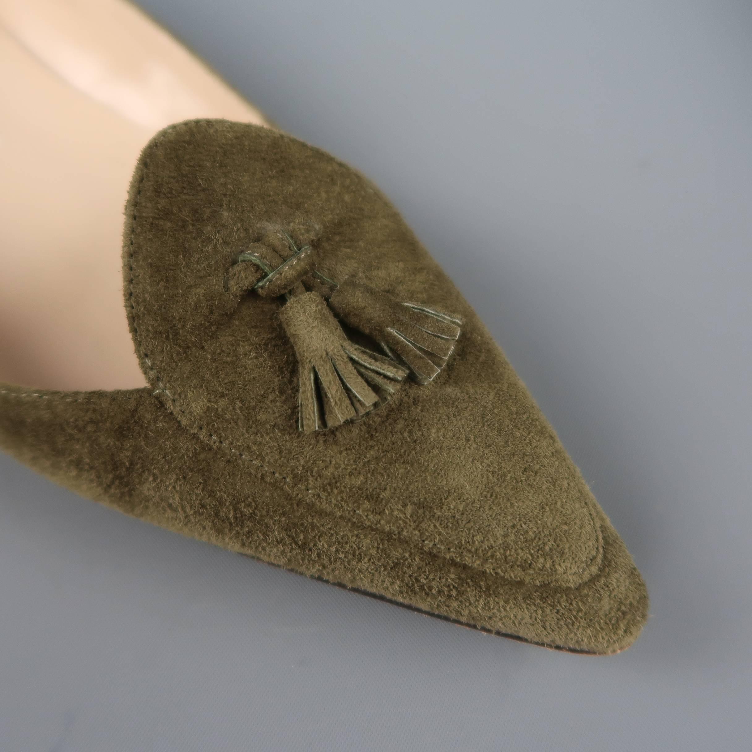 olive green suede loafers
