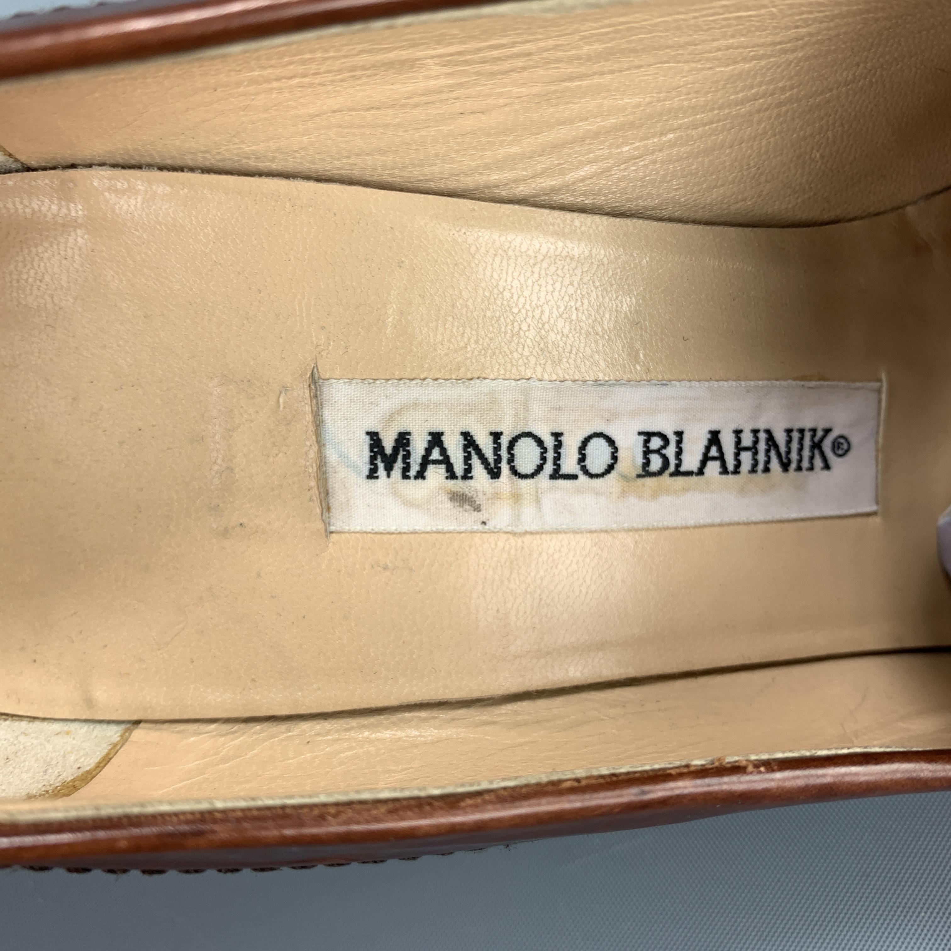 MANOLO BLAHNIK Size 5.5 Brown Eyelash Tassel Loafer Pumps 4