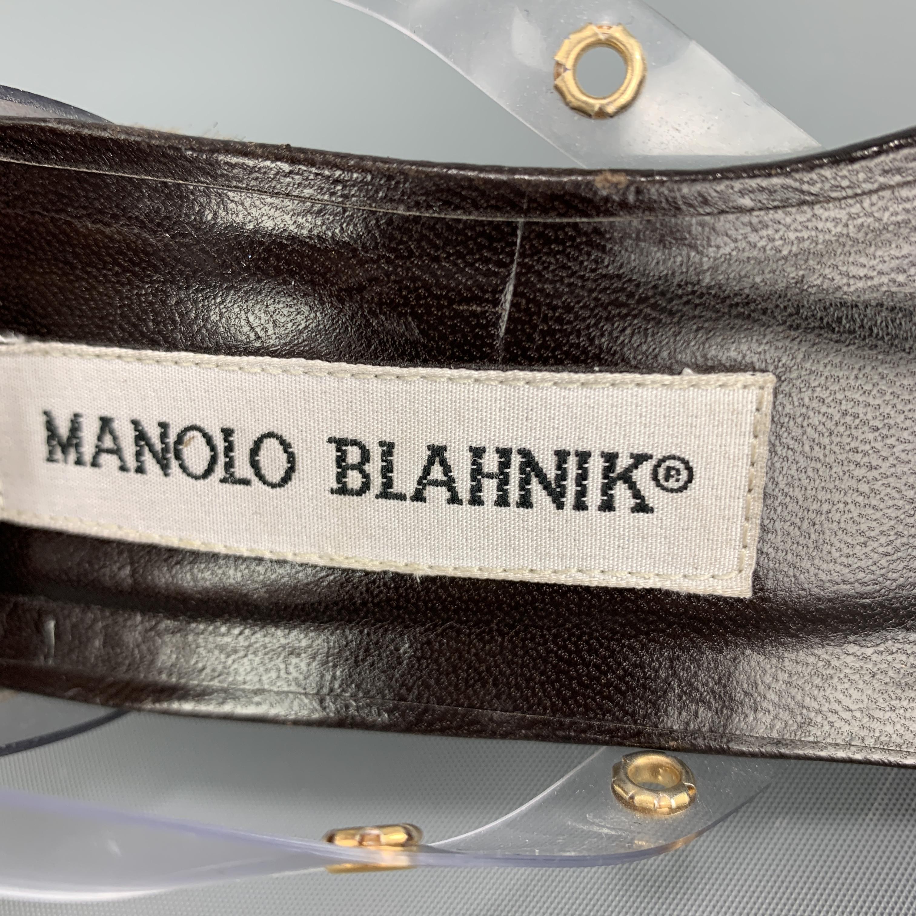 MANOLO BLAHNIK Size 6 Leopard Ponyhair Clear Strap D'orsay Pumps In Good Condition In San Francisco, CA