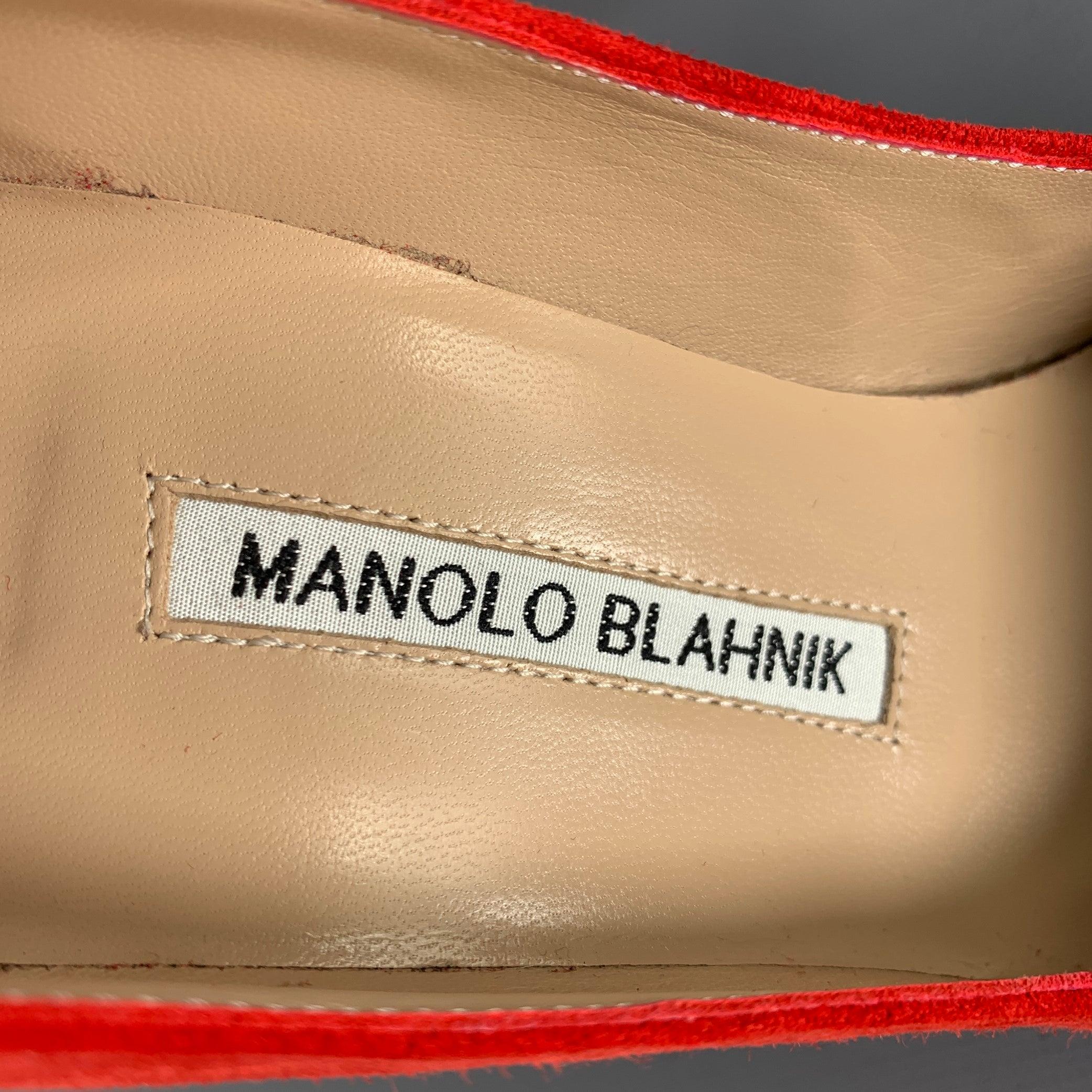 De las mujeres MANOLO BLAHNIK Bombas con punta de ante rojo talla 6,5