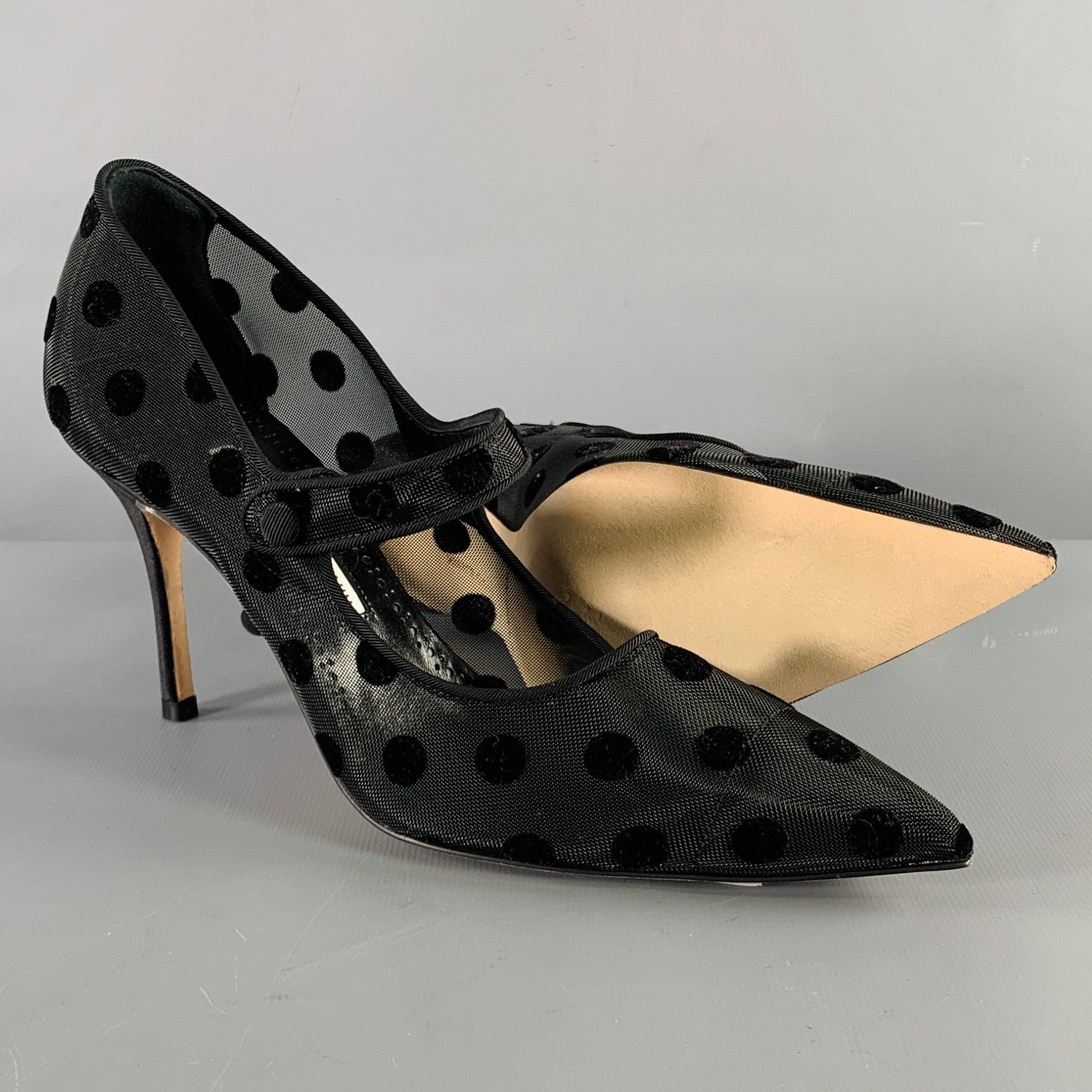 De las mujeres MANOLO BLAHNIK Bombas Mary Jane de lunares negros talla 7,5 en venta