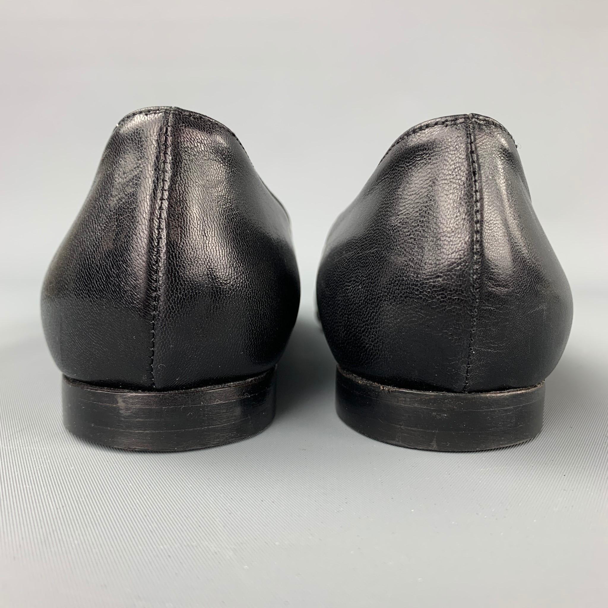 MANOLO BLAHNIK Size 8 Black Leather Flats 1