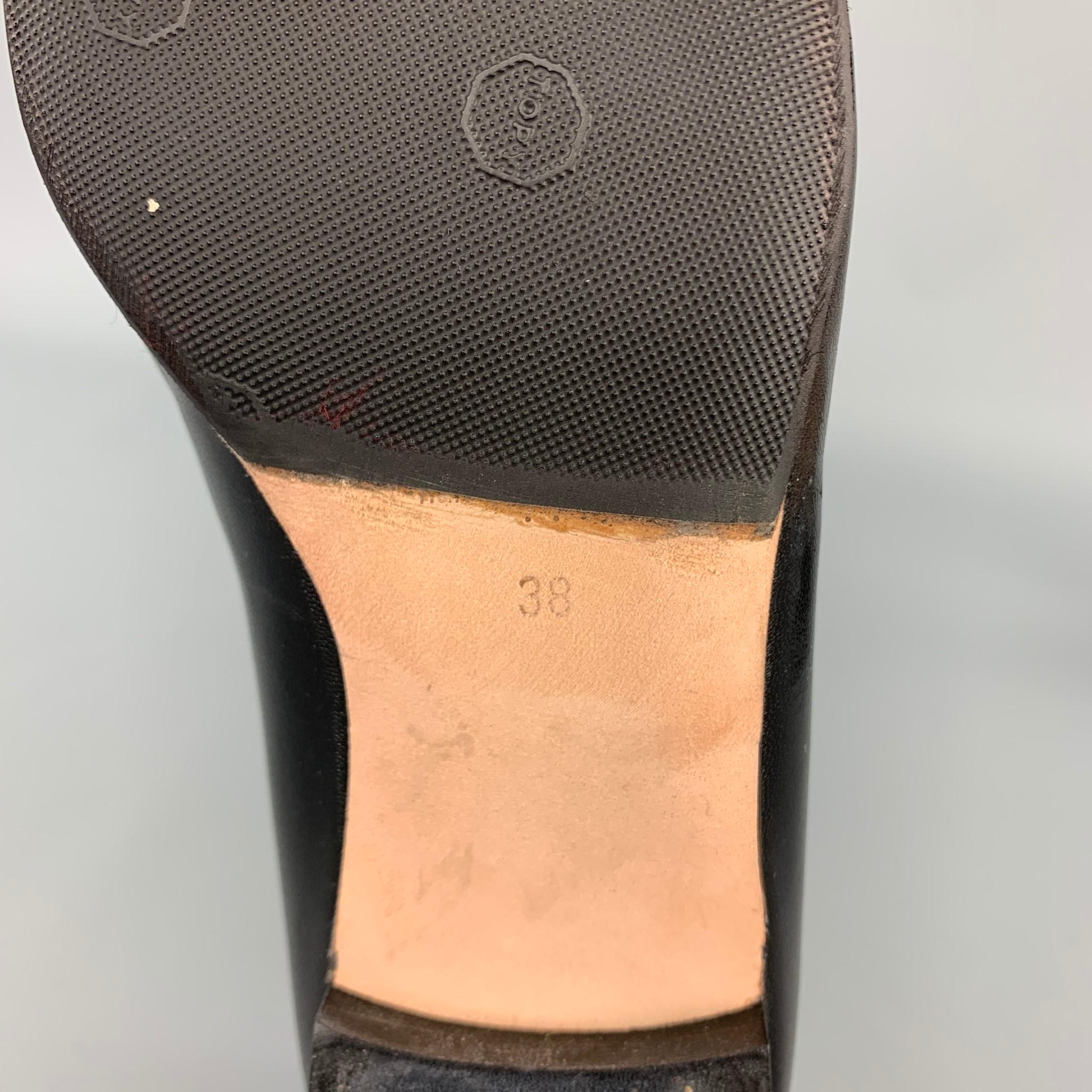 MANOLO BLAHNIK Size 8 Black Leather Flats 3
