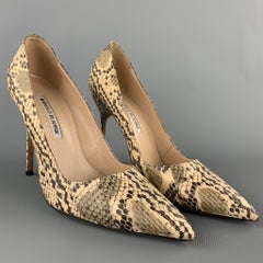 MANOLO BLAHNIK Size 8 Natural Phython Skin Pumps