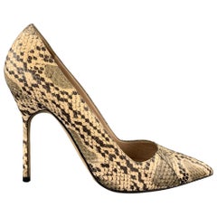 MANOLO BLAHNIK Size 8 Natural Phython Skin Pumps