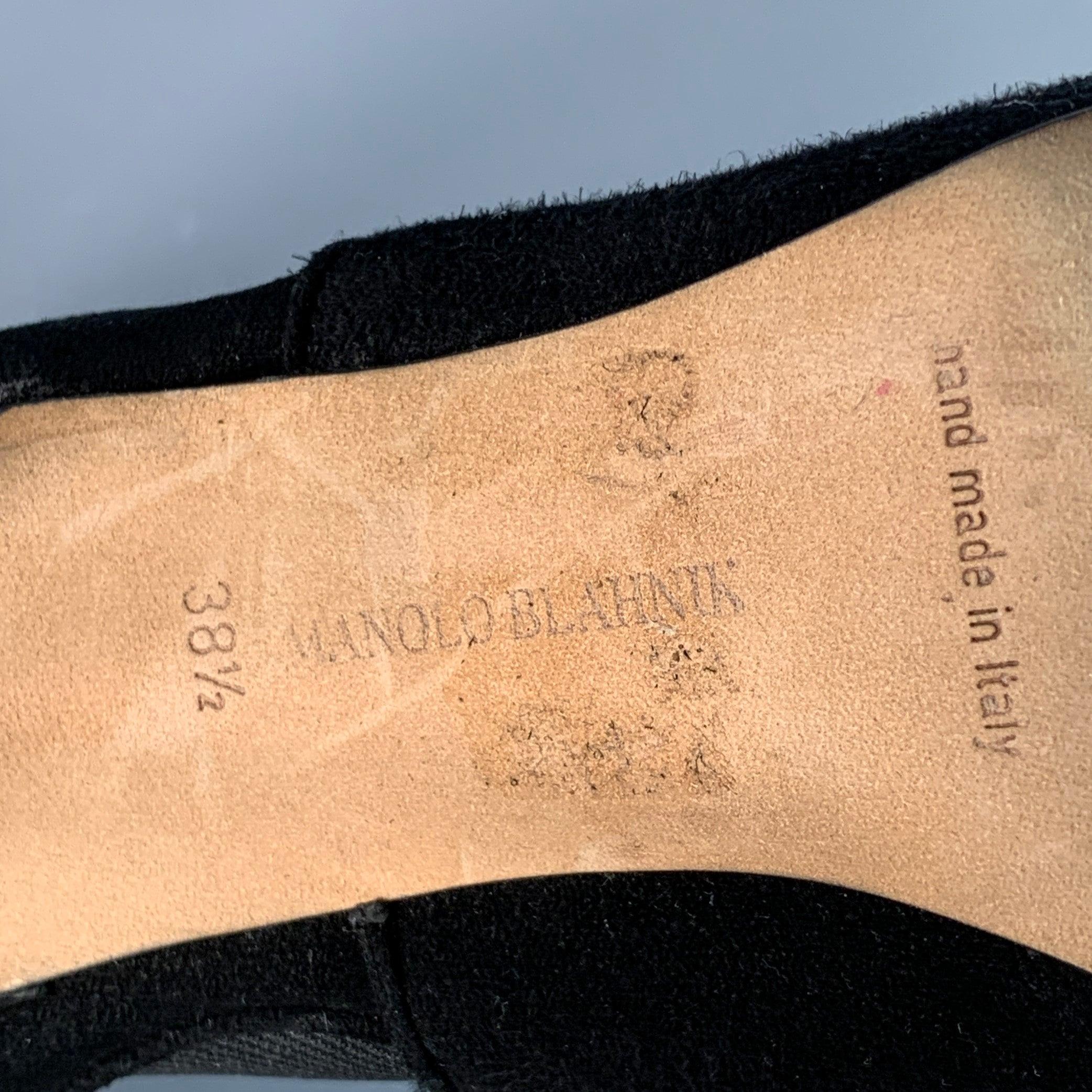 MANOLO BLAHNIK Größe 8.5 Schwarz Wildleder Pull On Pointed Toe Stiletto Stiefel im Angebot 2