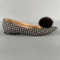MANOLO BLAHNIK Size 8.5 Houndstooth Ballerina Flats