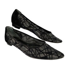 MANOLO BLAHNIK Size 9 Black Velvet Geometric Pointed Toe Flats