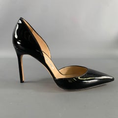 MANOLO BLAHNIK Size 9.5 Black Patent Leather Two Tone Pointed Toe Pumps