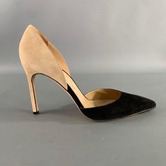 MANOLO BLAHNIK Größe 9.5 Schwarz Tan Suede Two Tone Suede Pointed Toe Pumps