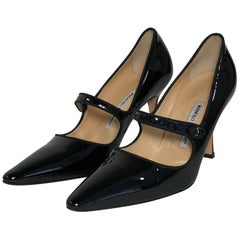 Manolo Blahnik Stiletto Campari in Black Patent