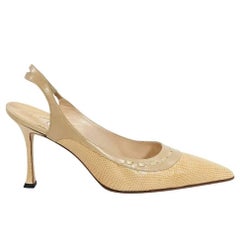 Manolo Blahnik Tan Leather Slingback Pumps