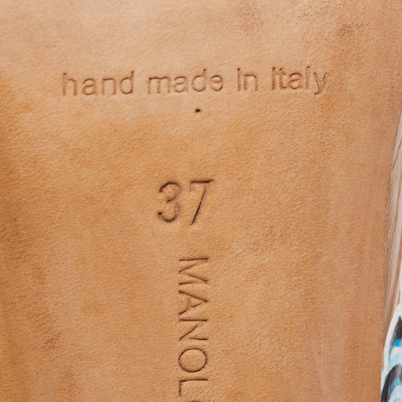Manolo Blahnik Tan Printed Leather BB Pumps 5
