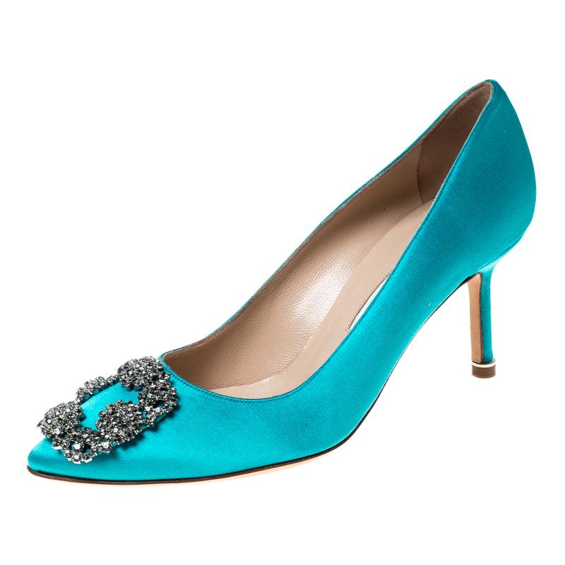 Manolo Blahnik Turquoise Satin Hangisi 