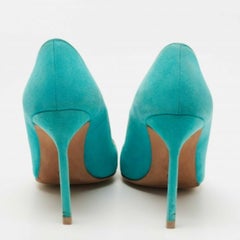 Manolo Blahnik Turquoise/Yellow Suede Bipunta Pumps Size 37.5