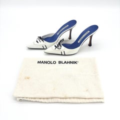 Zapatos de tacón de Manolo Blahnik, estilo brogue vintage con lazo, puntera puntiaguda y cordones, tipo mules, talla 35,5