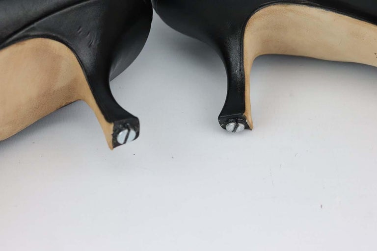 Sandales Manolo Blahnik En Cuir Verni Noir - Talon Chaton 2 Pouces, Taille 38 (US 8), Neuves Avec Boîte