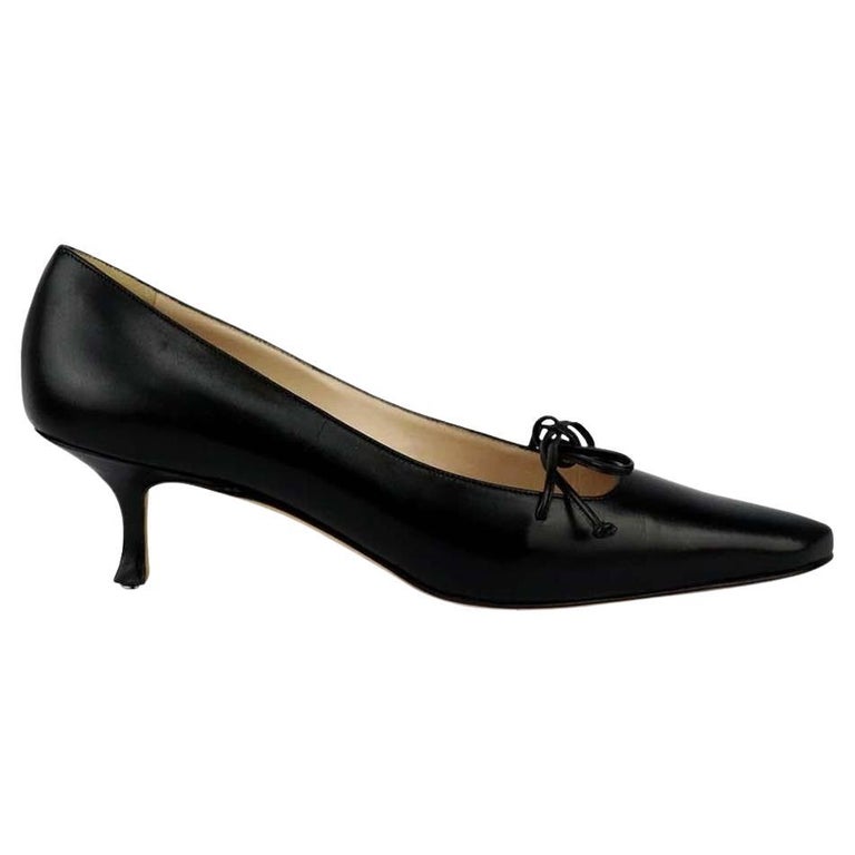 Escarpins Manolo Blahnik Talon Aiguille 3,5 Cm - Taille UK 3 (EU 36) En Cuir Marron Satiné