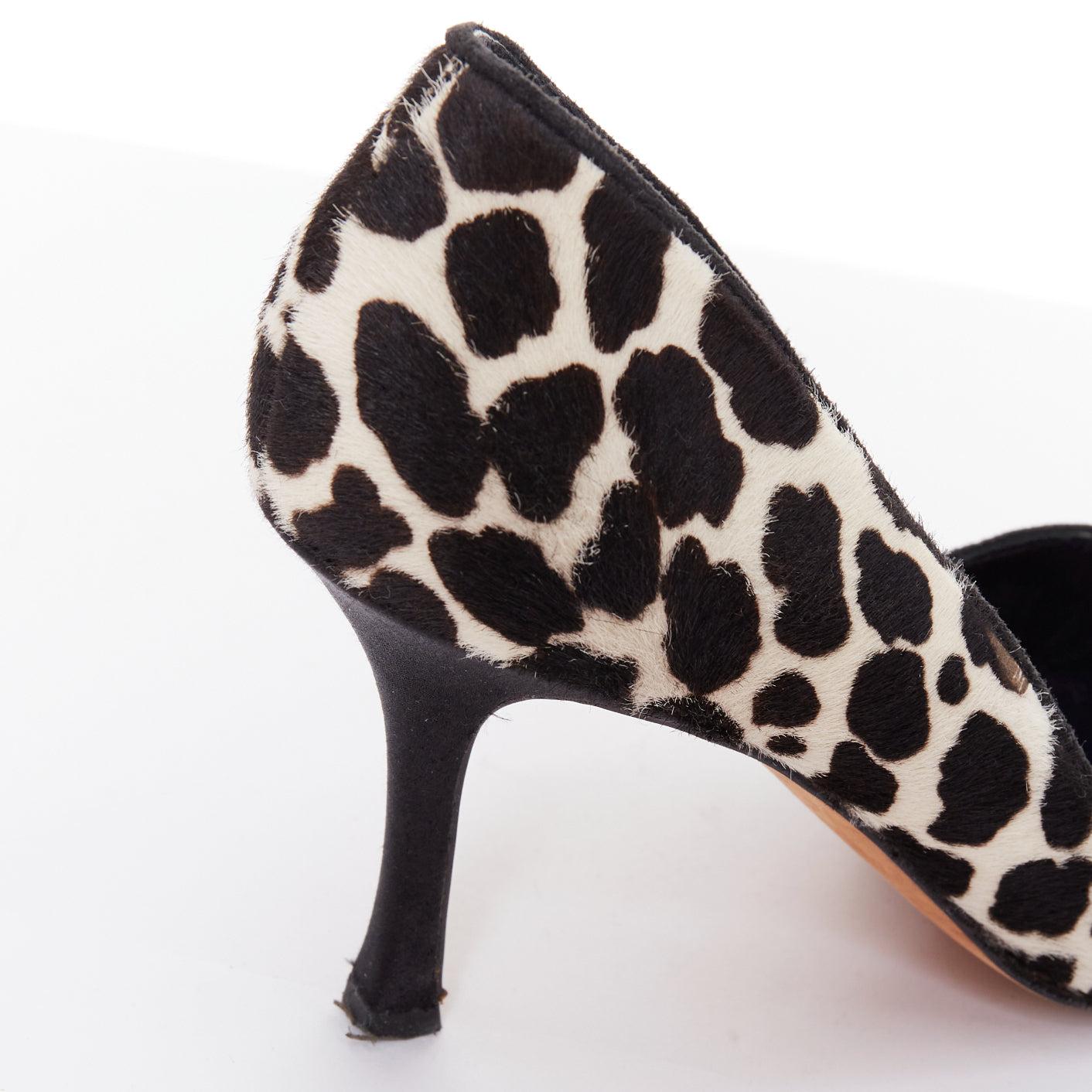 Manolo Blahnik Escarpins vintage à boucle en cristal en poils de poney EU37 en vente 3