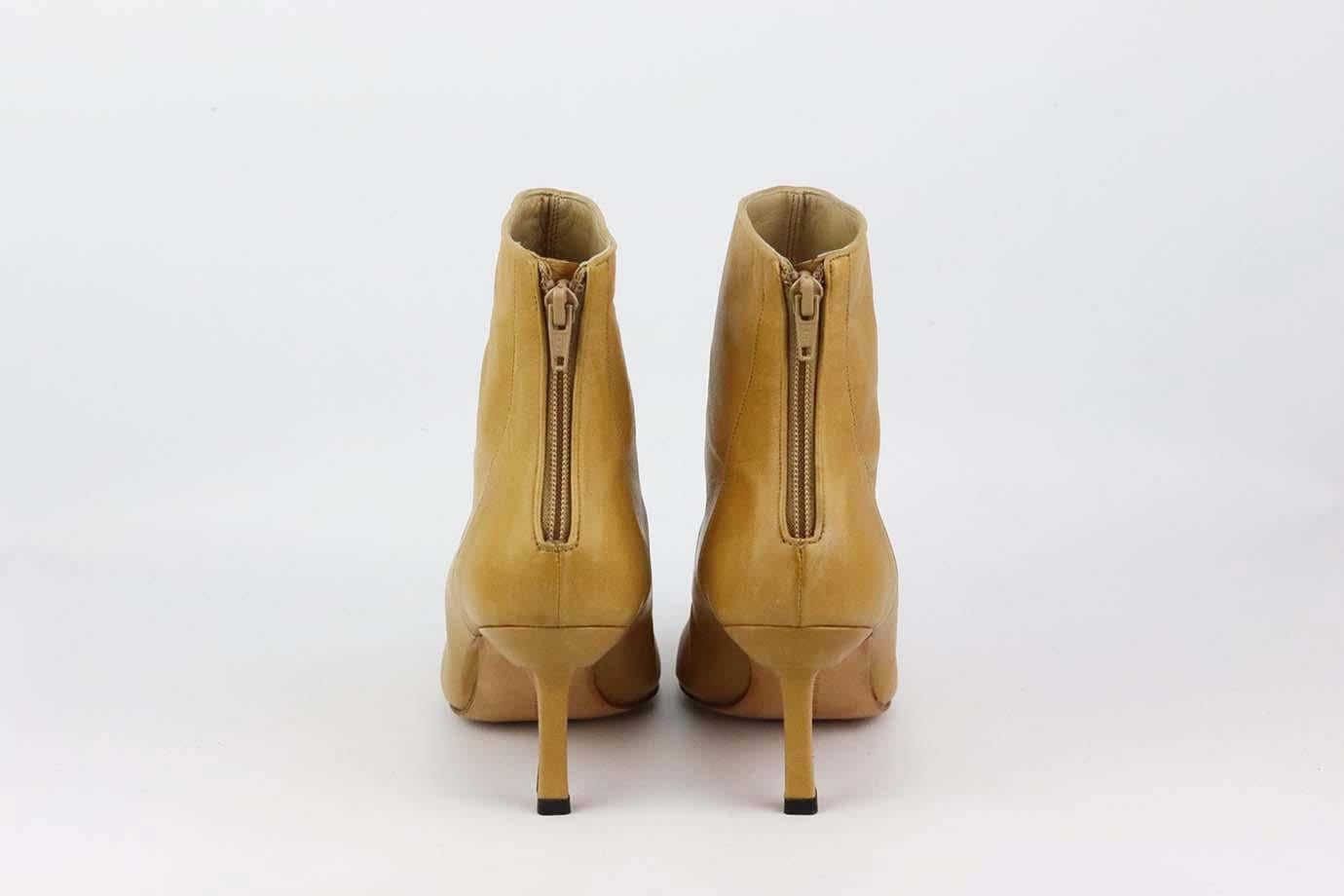 Brown Manolo Blahnik Vintage Leather Ankle Boots EU 38 UK 5 US 8 