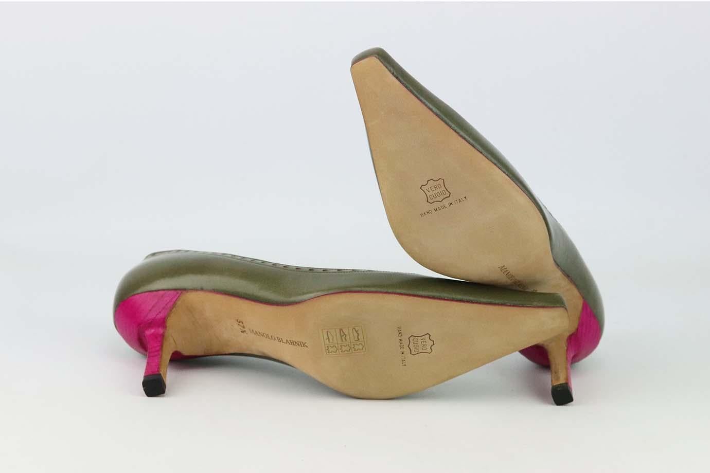 Manolo Blahnik Vintage Leather Pumps EU 37.5 UK 4.5 US 7.5 In Excellent Condition In London, GB