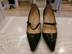 Manolo Blahnik Vintage Mary Jane Pumps BLACK SIZE 39.5 SJP ICONIC