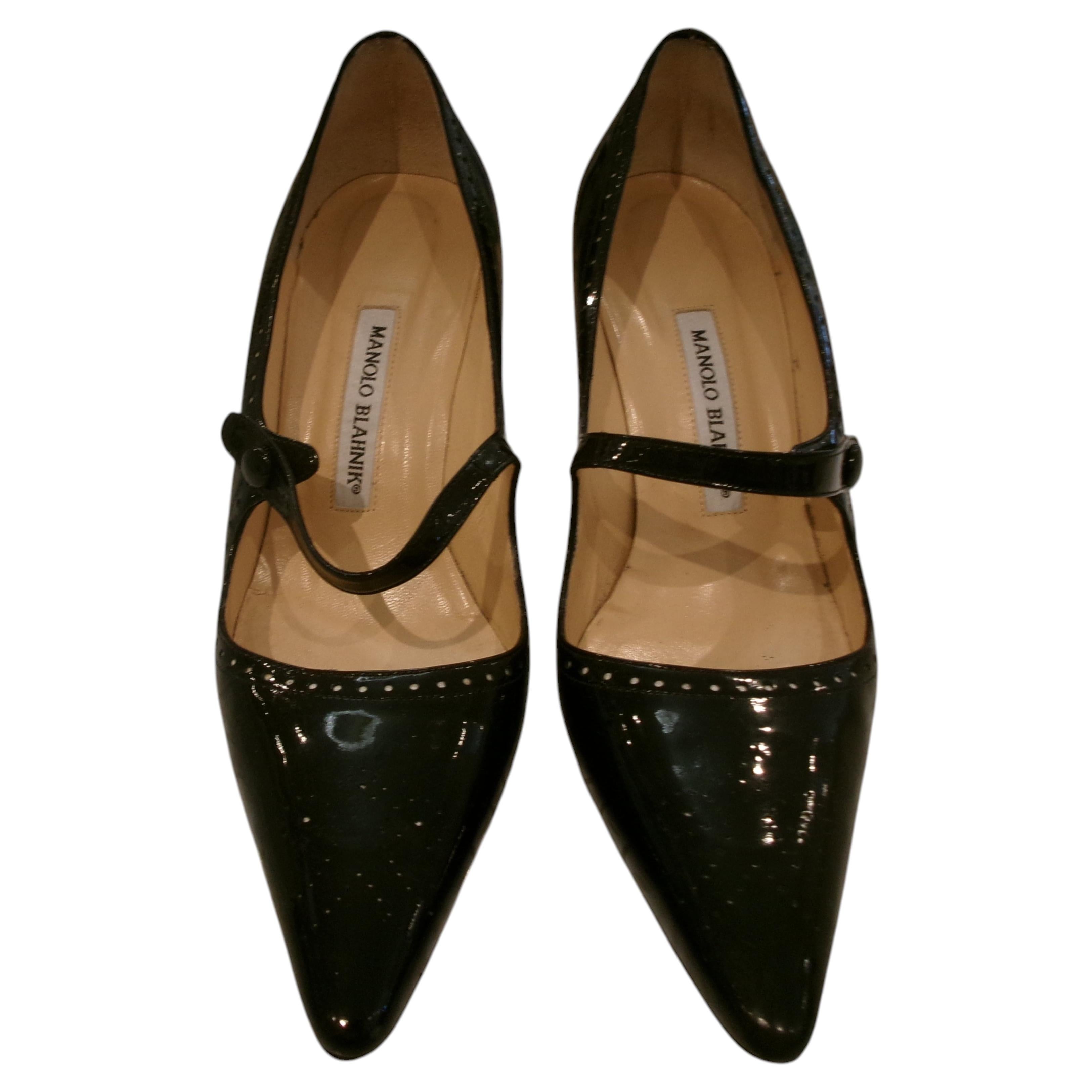 Escarpins Mary Jane vintage Manolo Blahnik, NOIRS, taille 39,5, modèle SJP Icone