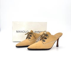 Zapatos de tacón tipo mules de Manolo Blahnik, modelo Vintage Oklamu de Timberland, con punta afilada, talla 36