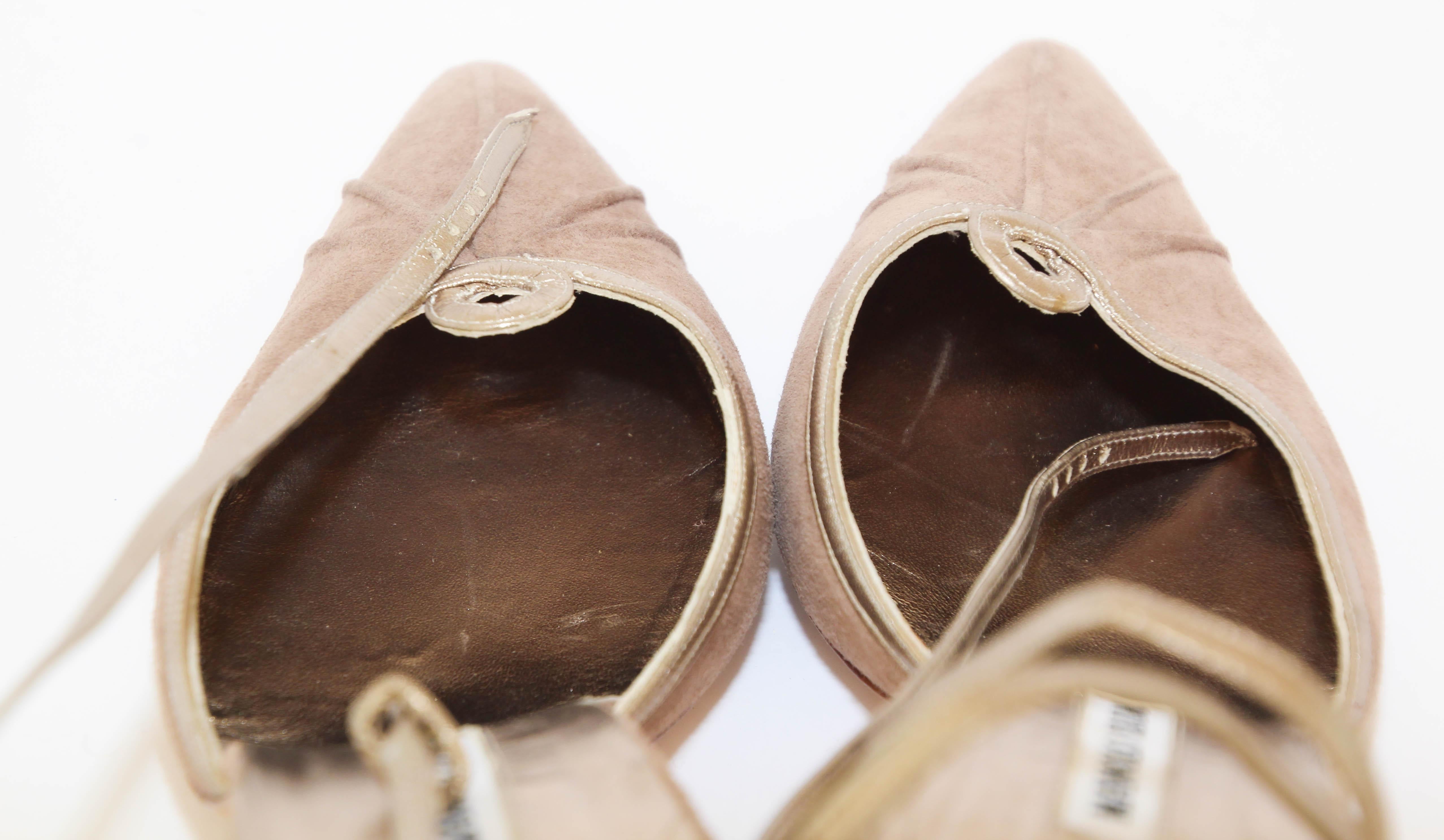 Manolo Blahnik - Chaussures en daim vintage avec brides de cheville en cuir, taille 40 en vente 7