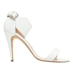 Manolo Blahnik White Leather Ankle Strap Sandals