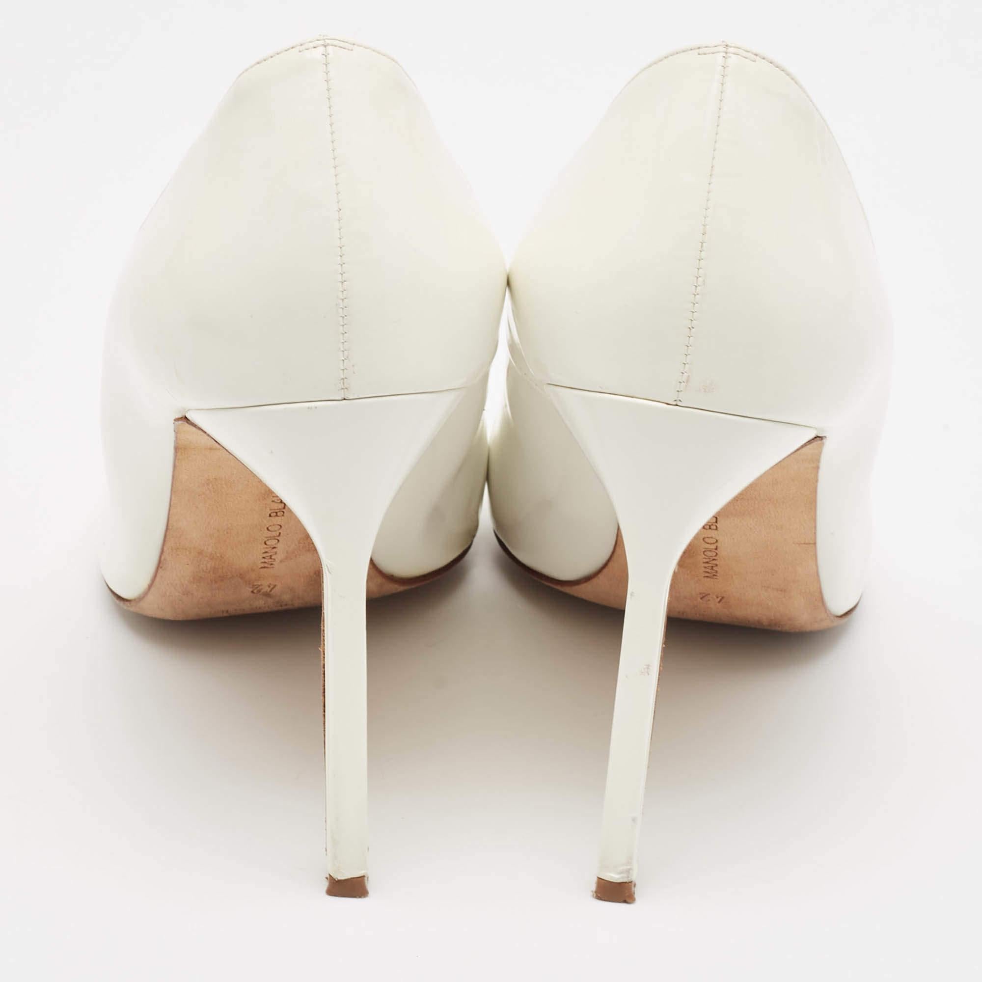 Manolo Blahnik White Leather BB Pumps Size 42 1