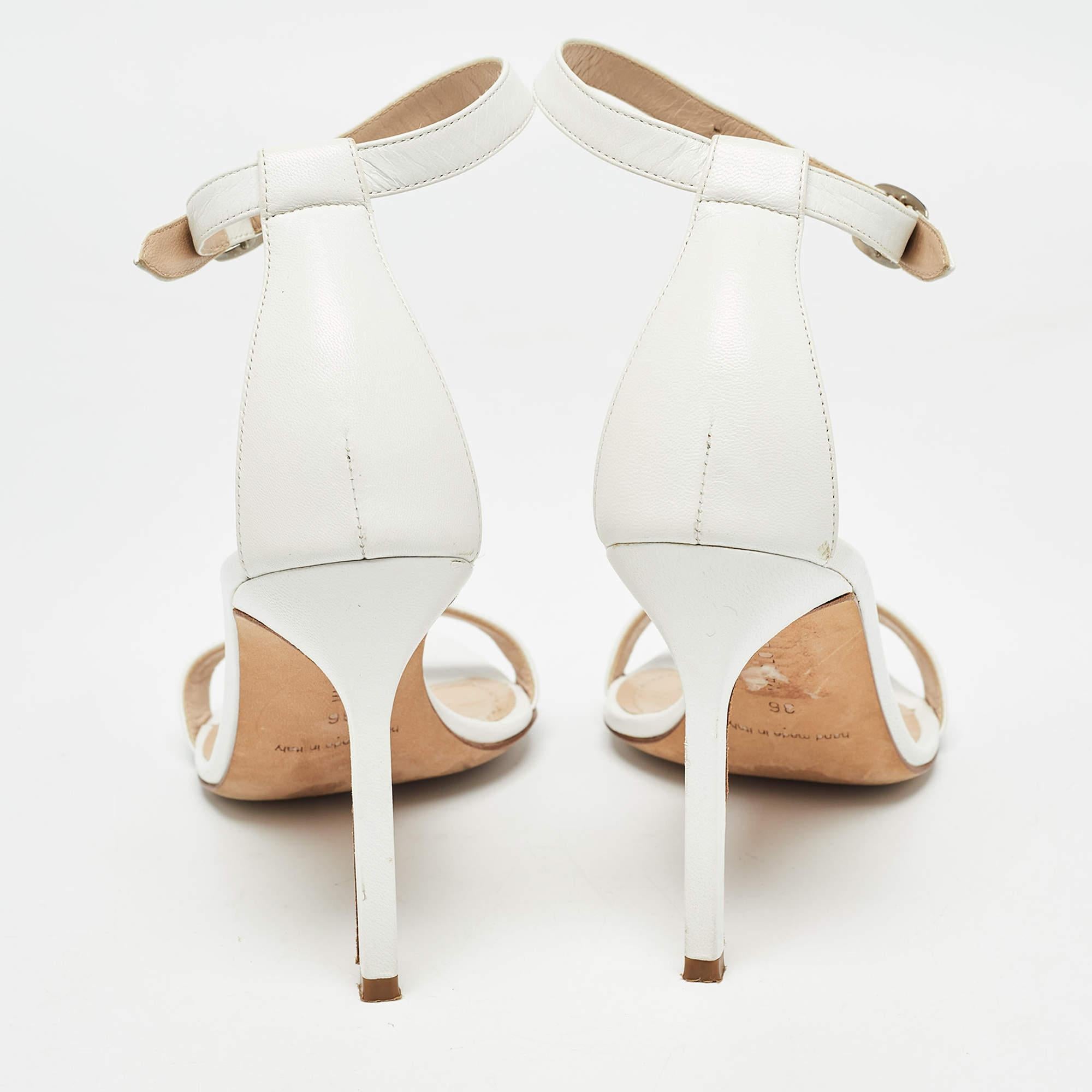 Manolo Blahnik White Leather Chaos Sandals Size 36 1